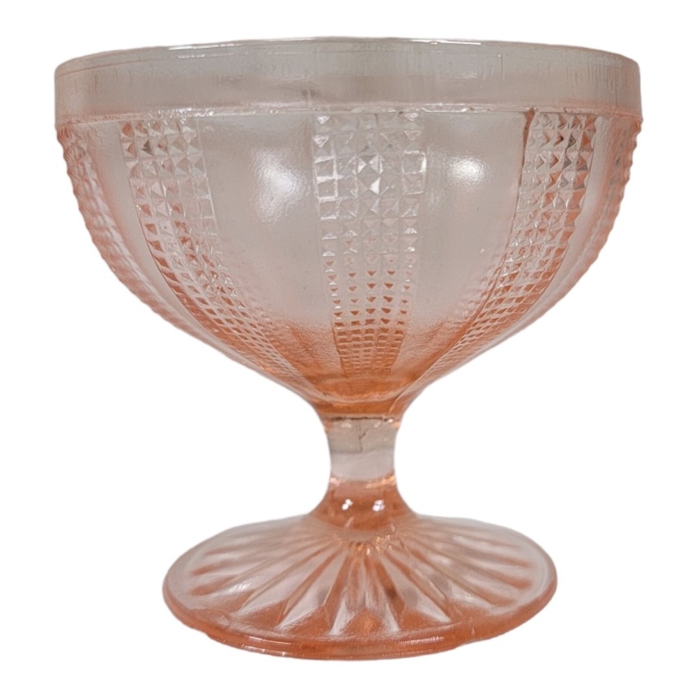 Vintage Hazel Atlas‎ Pink Depression Glass Low Sherbet Colonial Basket stem